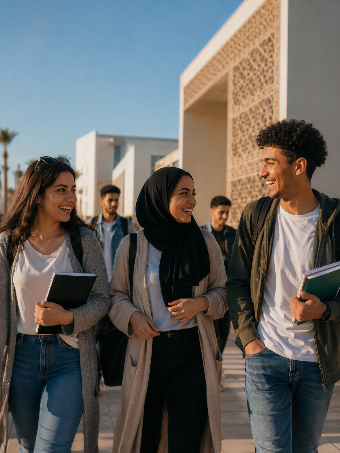 Étudiants marocains sur le campus d'une université